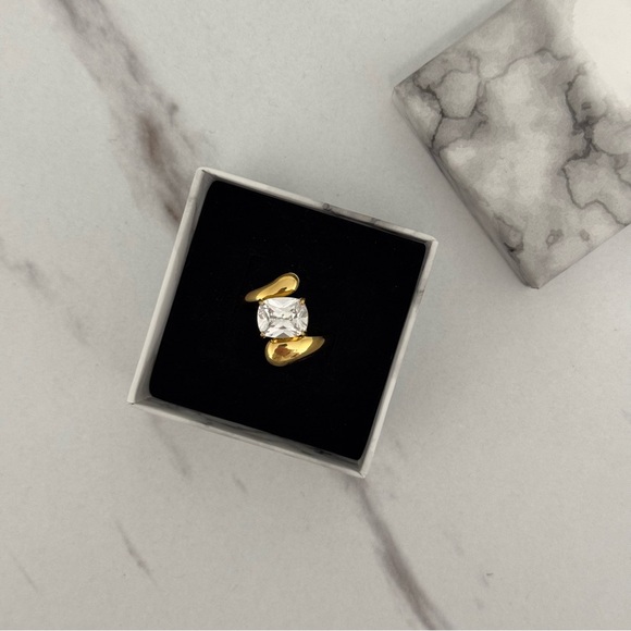 Retro Y2K Gold with diamond stone Vintage Ring Gift - Picture 5 of 5